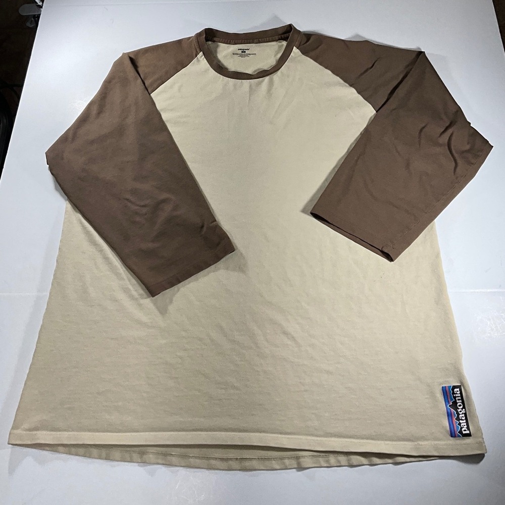 Patagonia Mens XL Raglan T-Shirt Tan Brown Organic Cotton Blend 20650 S6